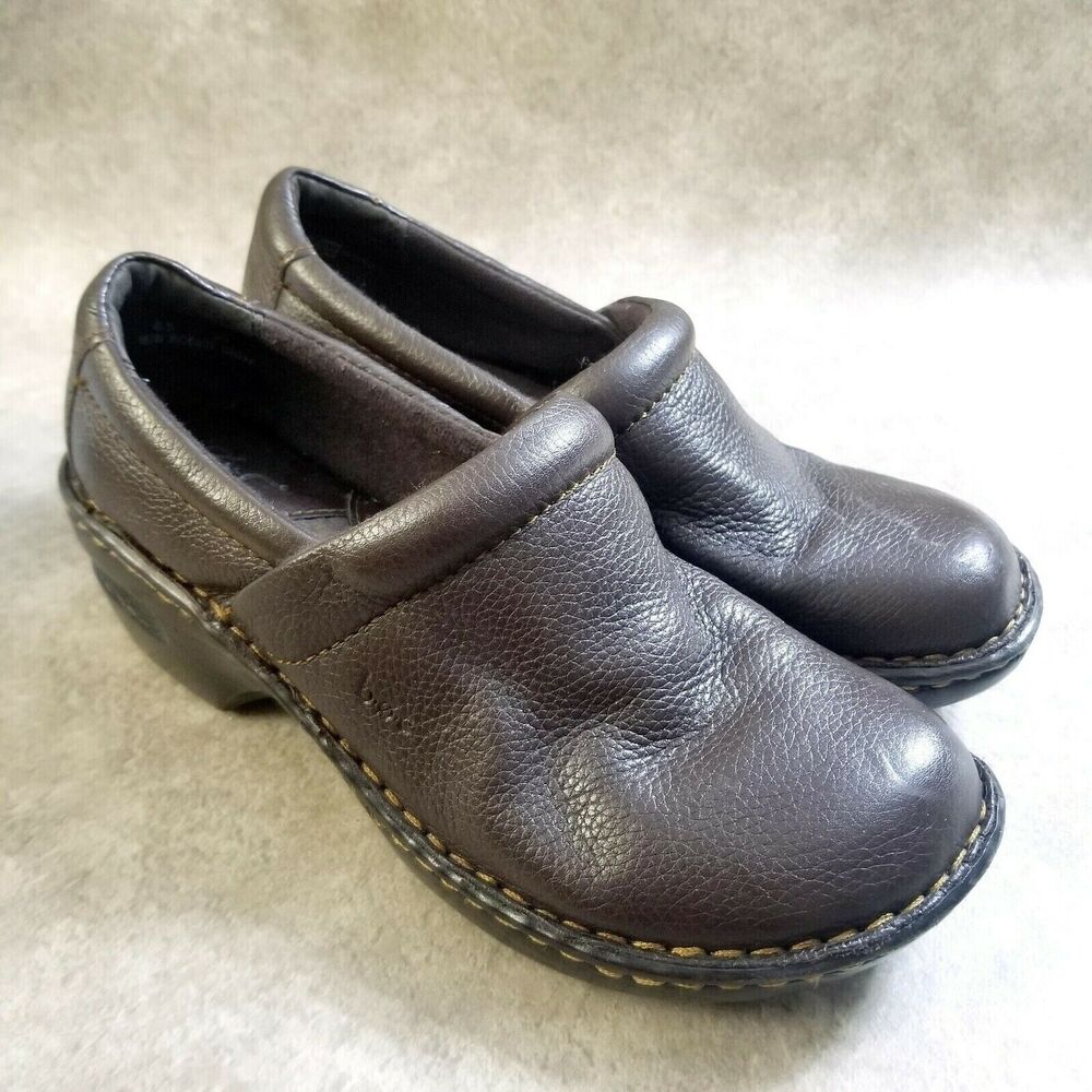 BOC Born Concept Womens  BC6632 Size 6.5 Brown Slip On Wedge Comfort Clogs